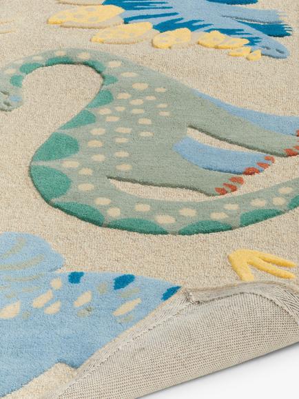 John Lewis Dinosaur Wool Rug - view 2, Multi
