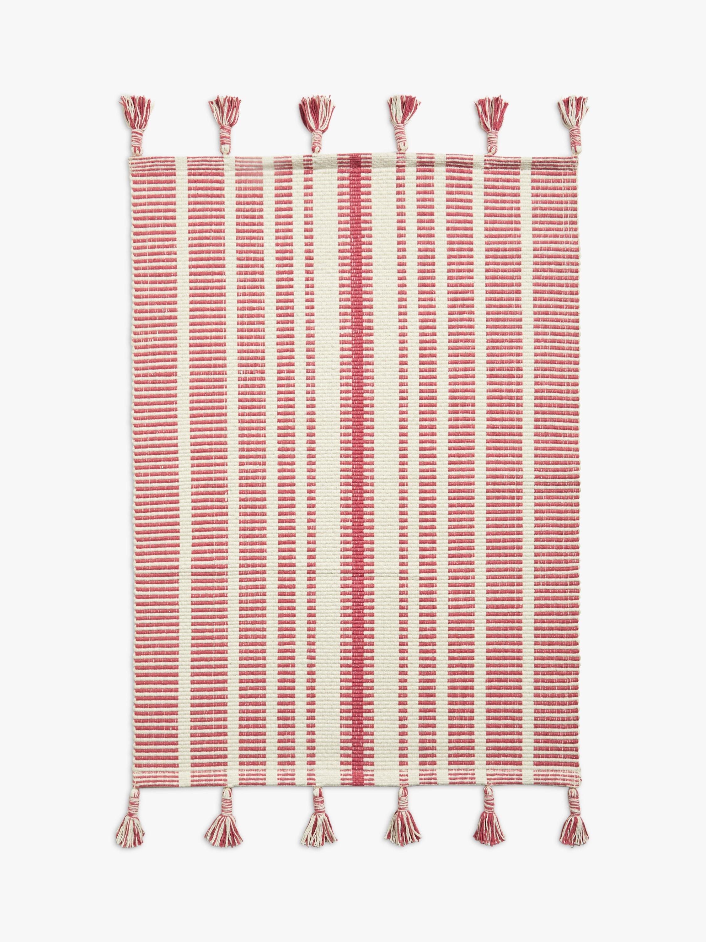 John Lewis Striped Cotton Rug, Pink