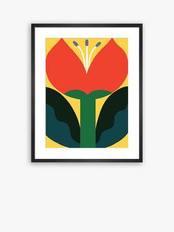 John Lewis Eija Vehvilainen 'June Flower' Framed Print, 80 x 60cm, Red/Multi, Red/Multi