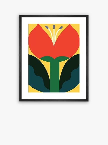 John Lewis Eija Vehvilainen 'June Flower' Framed Print, 80 x 60cm, Red/Multi, Red/Multi