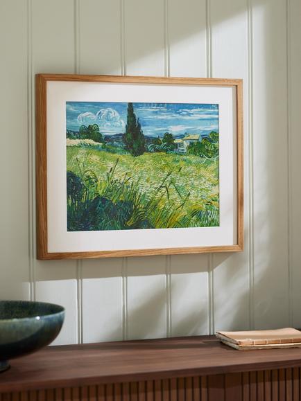 John Lewis Vincent Van Gogh 'Green Wheat-field with Cypress' Framed Print, 40 x 50cm - view 2, Green