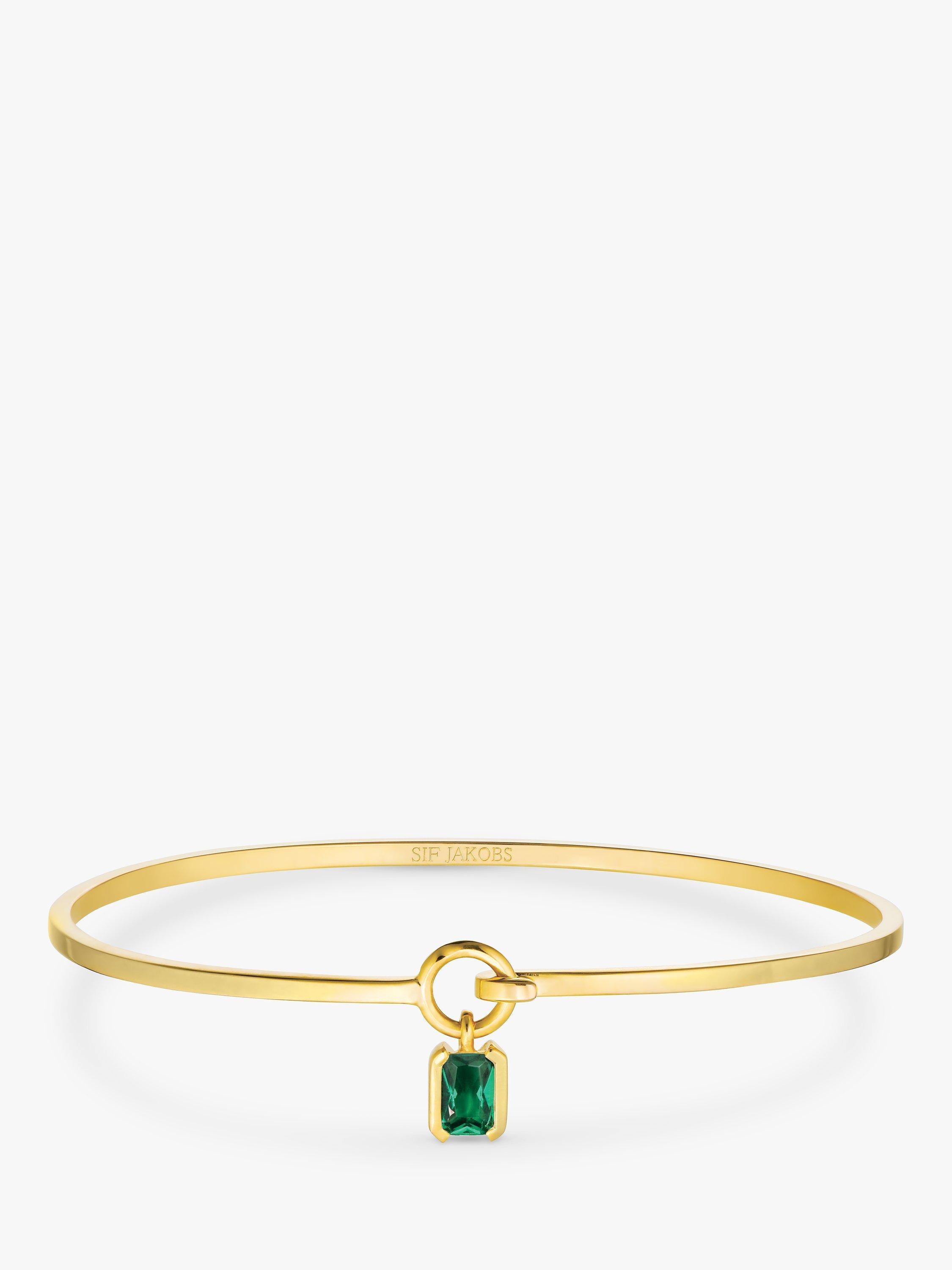 Sif Jakobs Jewellery Roccanova Cubic Zirconia Drop Bangle, Gold/Green