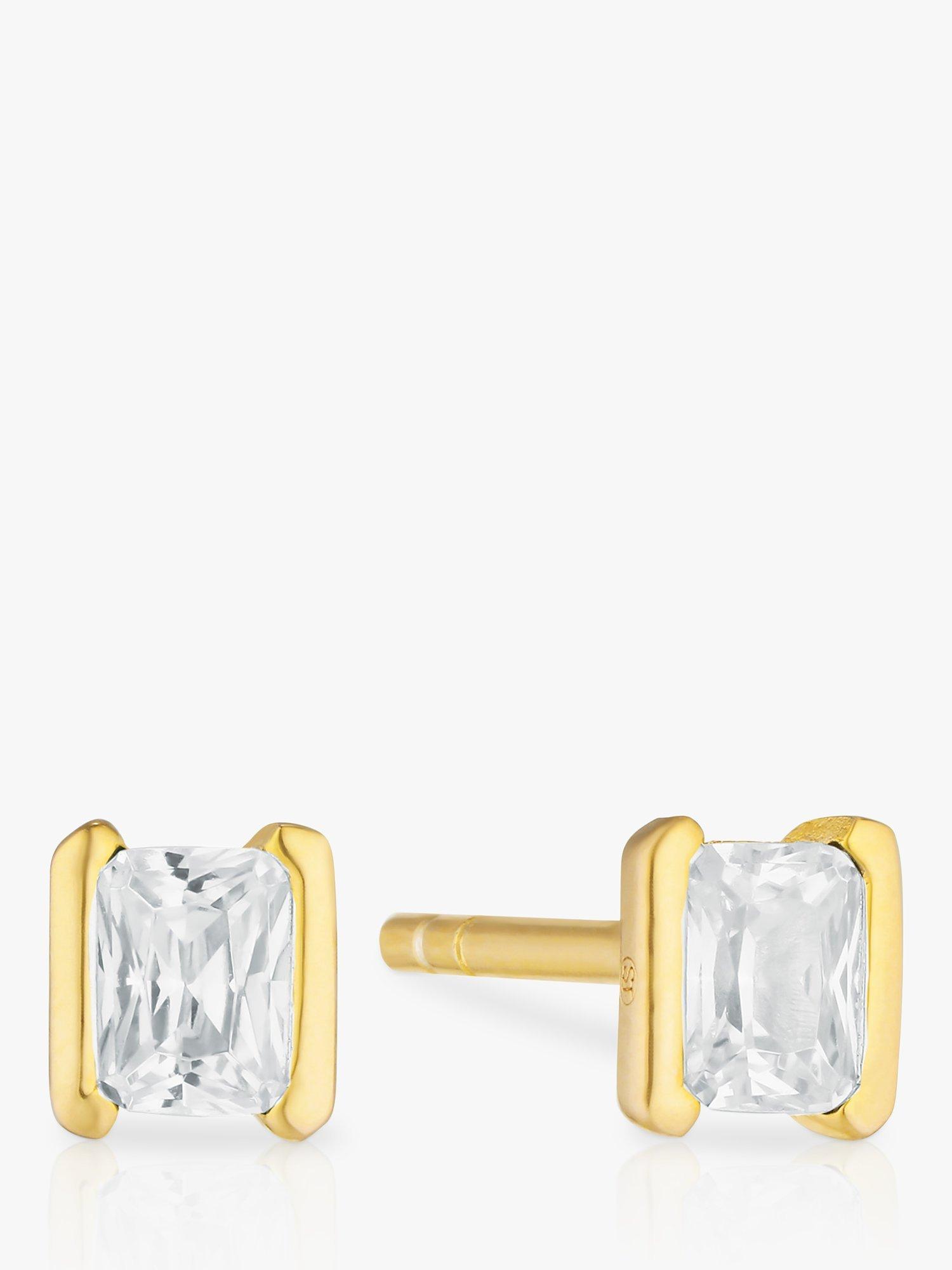 Product image 1 of 1, which shows Sif Jakobs Jewellery Roccanova Piccolo Cubic Zirconia Stud Earrings, Gold/White