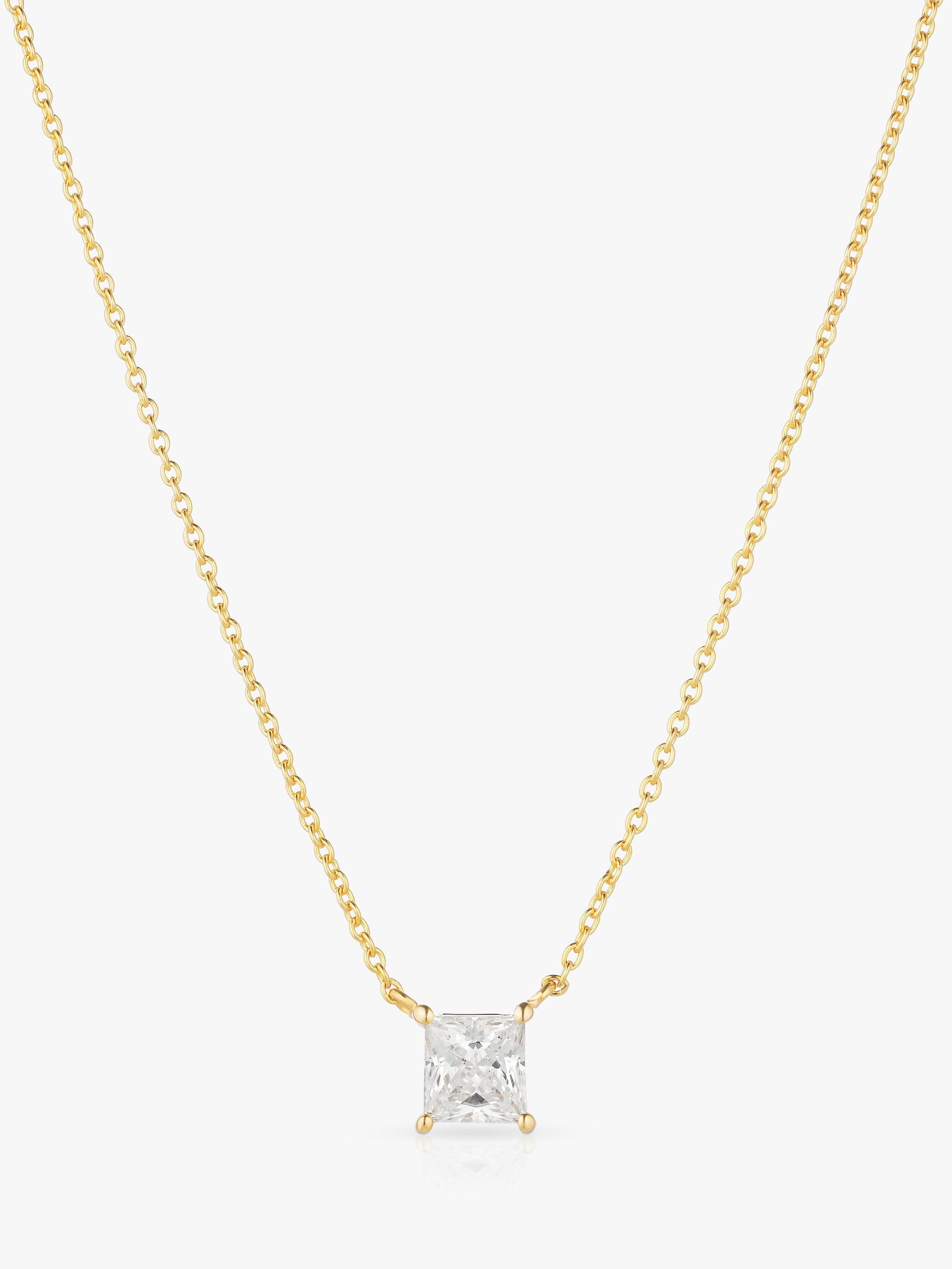 Product image 1 of 1, which shows Sif Jakobs Jewellery Ellara Quadrato Princess Cut Cubic Zirconia Pendant Necklace, Gold