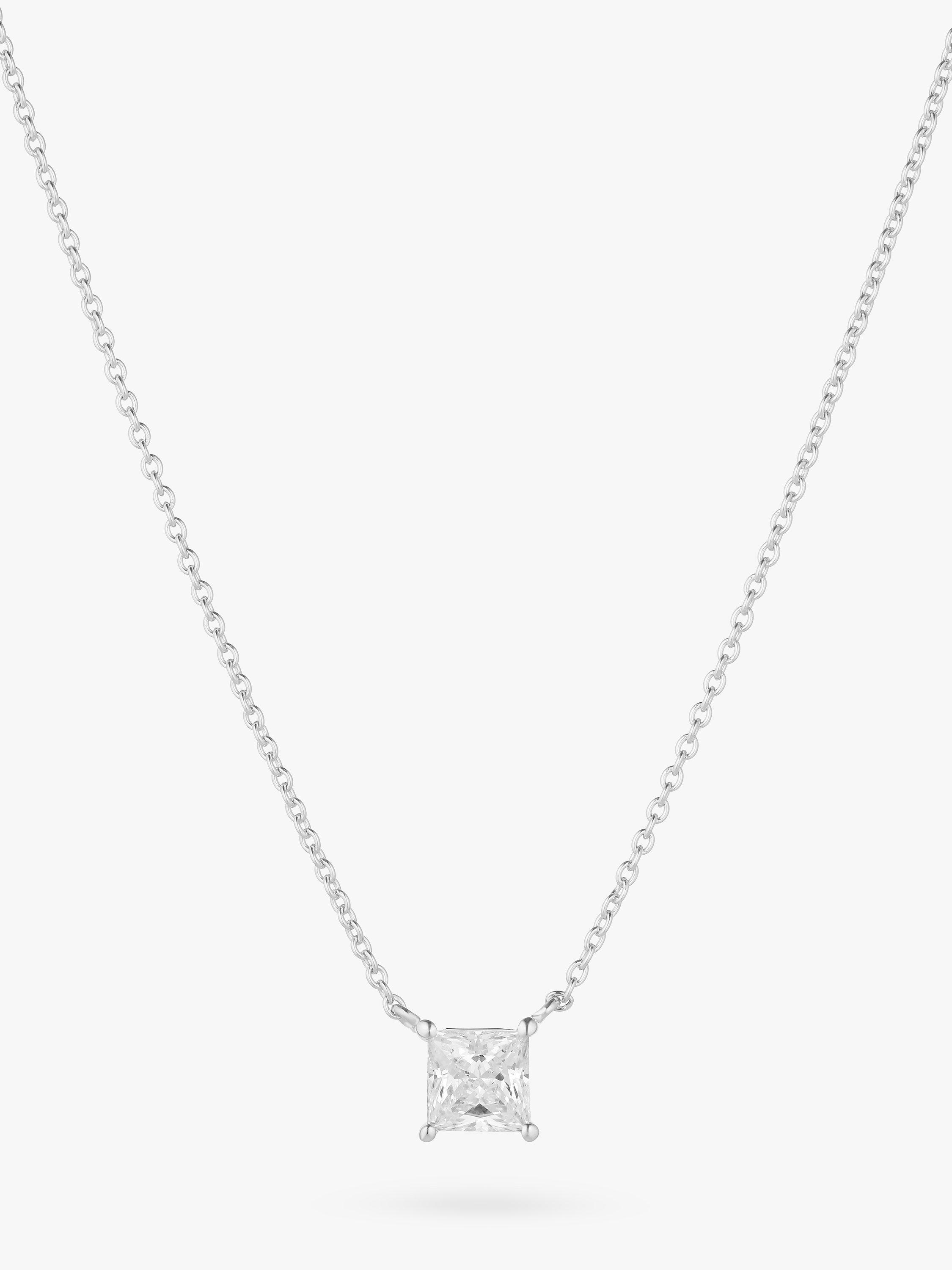 Product image 1 of 1, which shows Sif Jakobs Jewellery Ellara Quadrato Princess Cut Cubic Zirconia Pendant Necklace, Silver