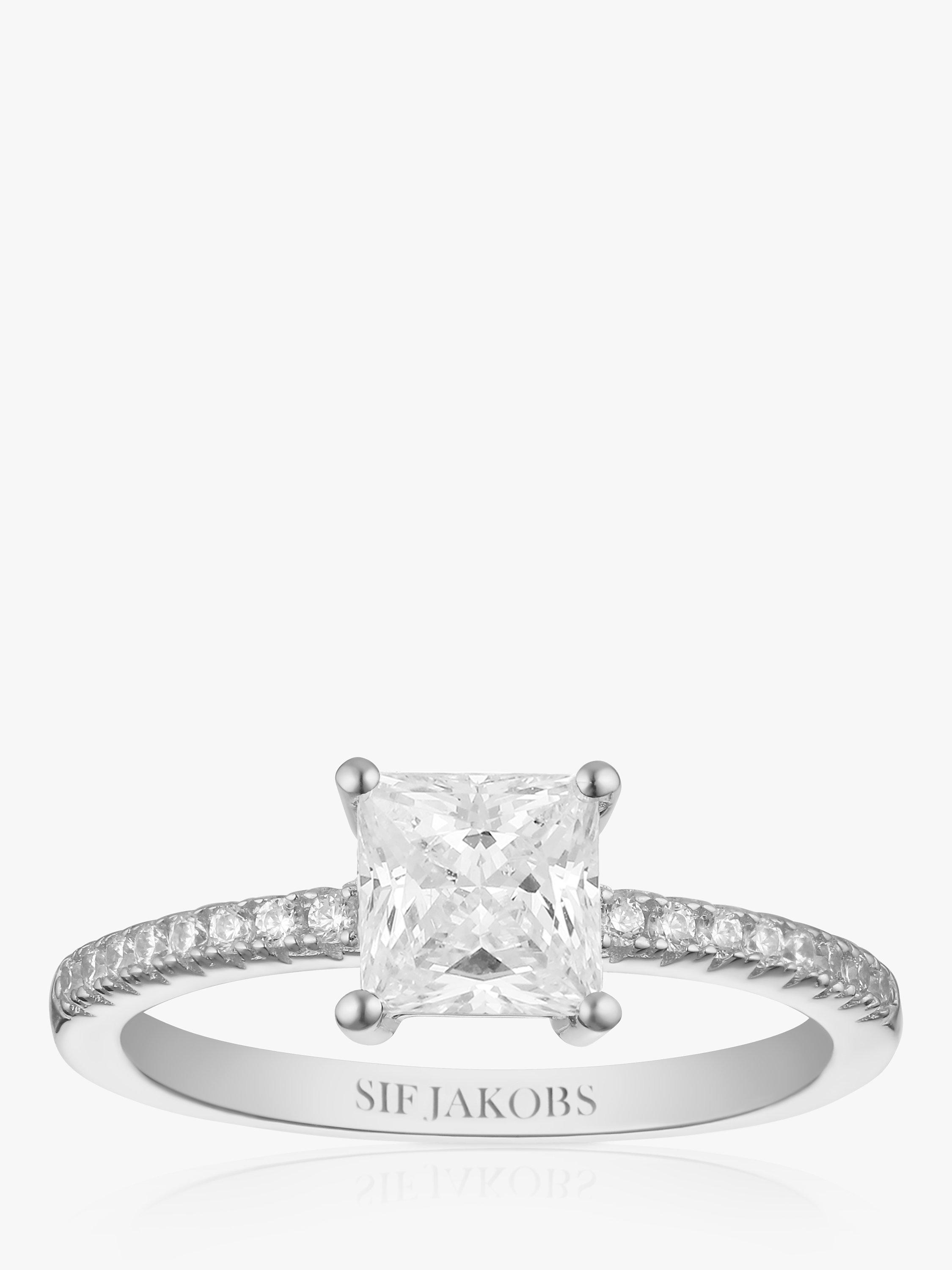 Product image 1 of 1, which shows Sif Jakobs Jewellery Ellera Quadrato Princess Cut Cubic Zirconia Ring, Silver