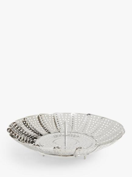 John Lewis Collapsible Stainless Steel Steamer Basket, 24cm, Silver