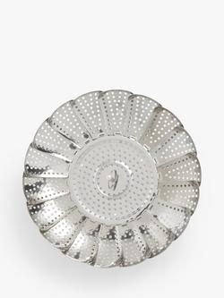 John Lewis Collapsible Stainless Steel Steamer Basket, 24cm - view 2, Silver