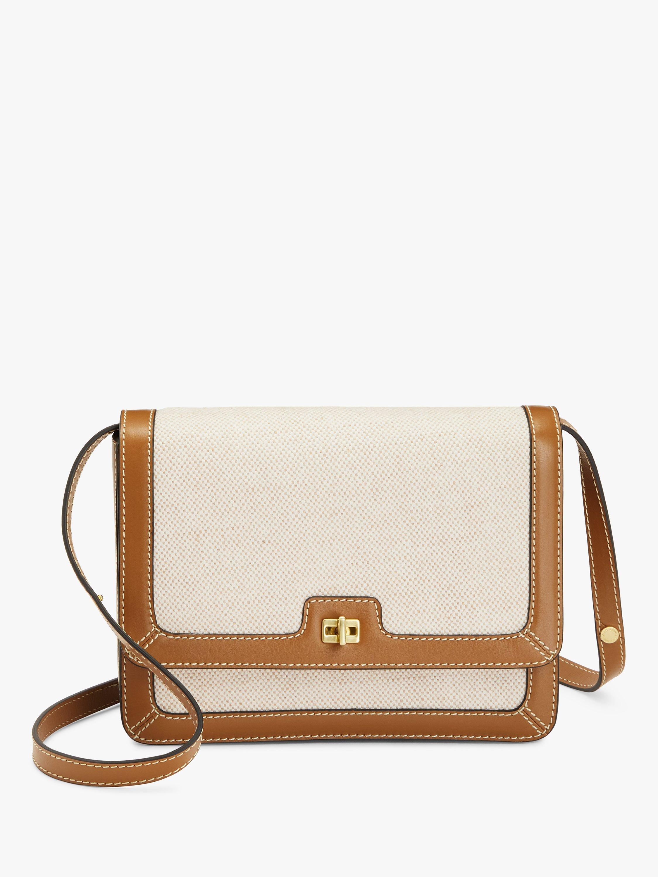 John Lewis Canvas Leather Flap Over Cross Body Bag