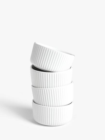 John Lewis Porcelain Ramekins, Set of 4, White, White
