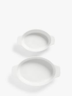 John Lewis Porcelain Oval Roasters, Set of 2, White, White