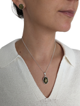 Be-Jewelled Sterling Silver Baltic Amber Oval Cut Pendant Necklace, Green