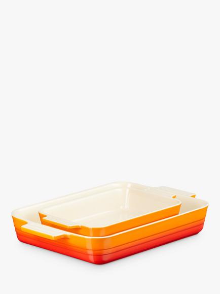 Le Creuset Stoneware Rectangular Oven Dish, Set of 2 - view 2, Volcanic