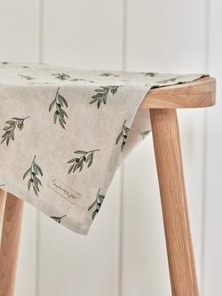 Sophie Allport Olive Linen Tea Towel, Green/Brown - view 2, Green/Brown