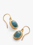 Monica Vinader Siren Wire Drop Earrings, Gold/Aquamarine