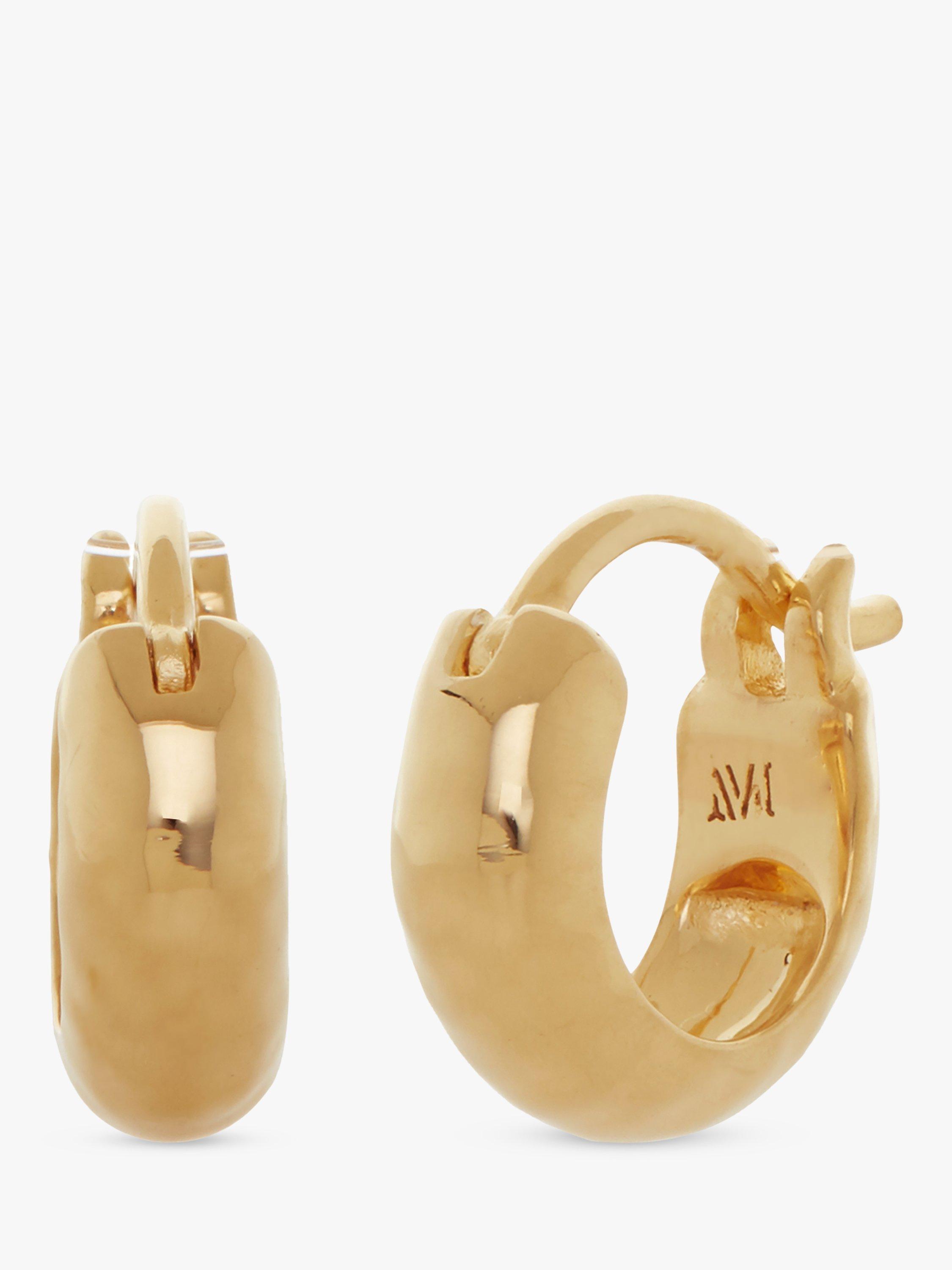 Product image 1 of 5, which shows Monica Vinader Siren Muse Chunky Huggie Hoop Earrings, Gold