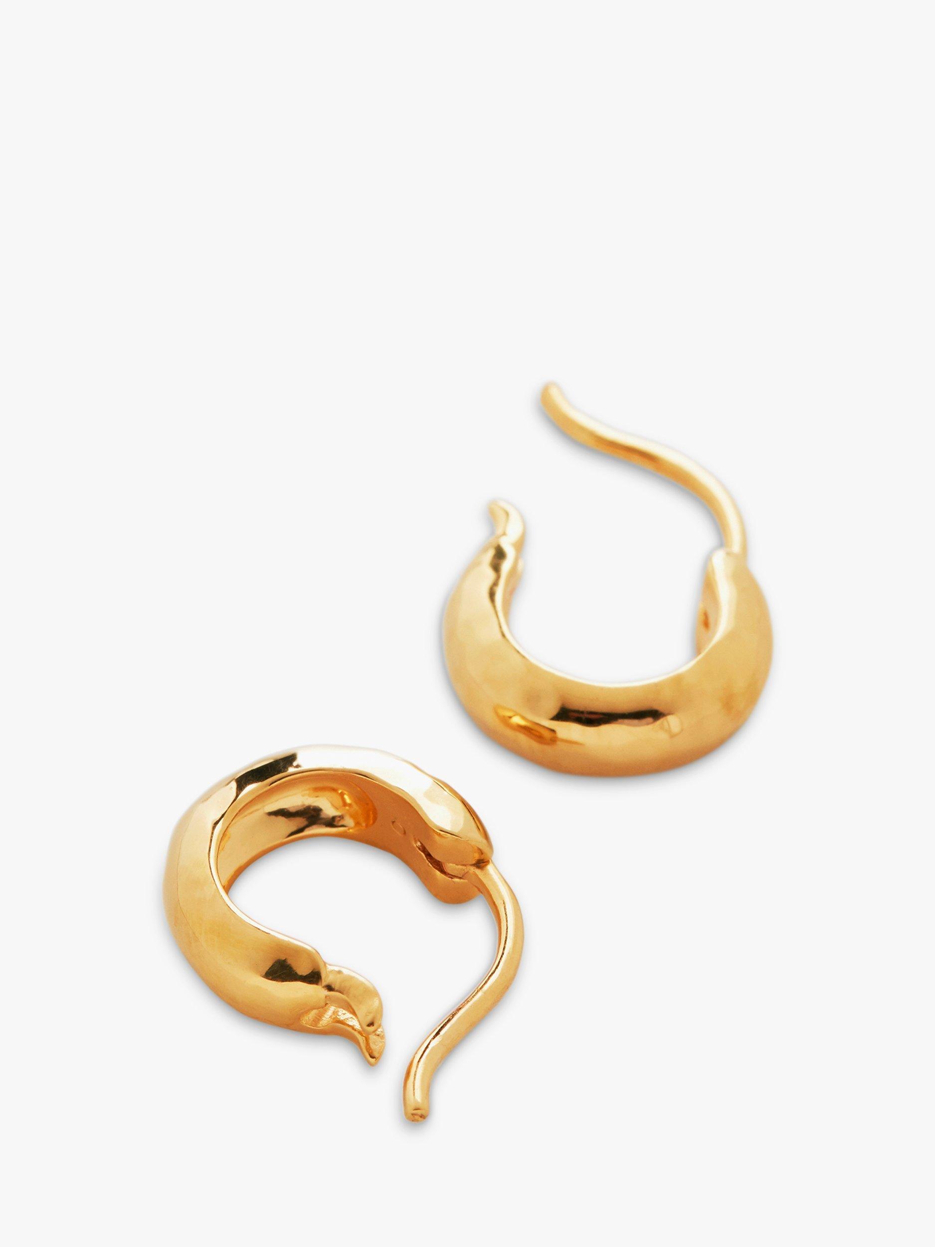 Product image 2 of 5, which shows Monica Vinader Siren Muse Chunky Huggie Hoop Earrings, Gold