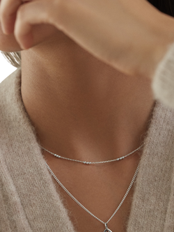 Monica Vinader Triple Bead Choker Necklace, Silver - view 2, Silver