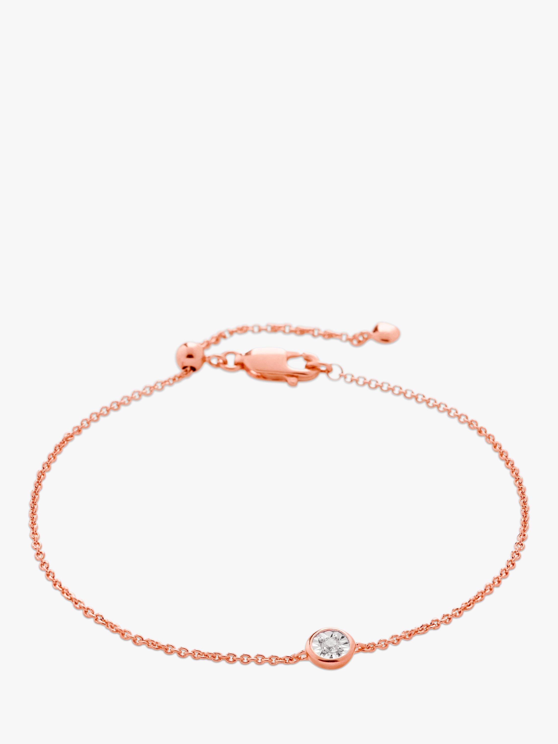 Product image 1 of 4, which shows Monica Vinader Essential Diamond Chain Bracelet, Rose Gold