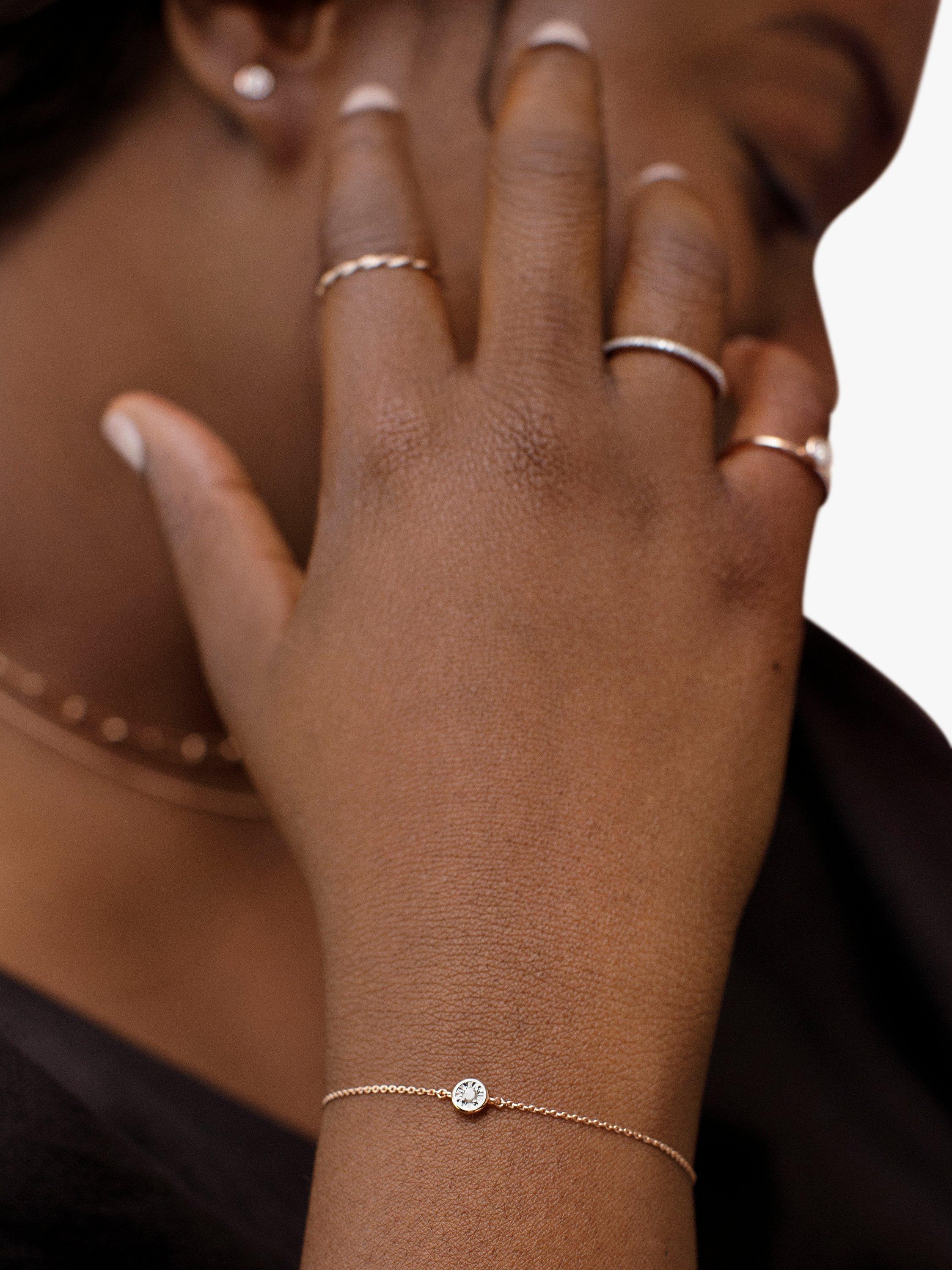 Product image 2 of 4, which shows Monica Vinader Essential Diamond Chain Bracelet, Rose Gold