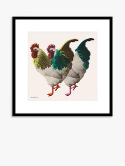 John Lewis Charlotte Gerrard 'Two Cockerels' Framed Print & Mount, 52 x 52cm, Multi, Multi
