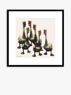 John Lewis Charlotte Gerrard 'Bus Stop Geese' Framed Print, 52 x 52cm, Multi, Multi