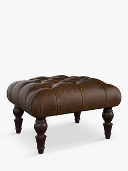 Tetrad Aughton Leather Footstool, Galveston Bark