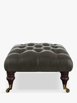 Tetrad Skittle Button Leather Footstool, Galveston Slate