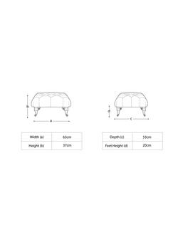 Tetrad Skittle Button Leather Footstool - view 2, Galveston Slate