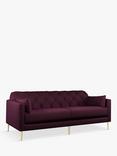 Swoon Mendel Large 3 Seater Sofa, Gold Leg, Damson Purple