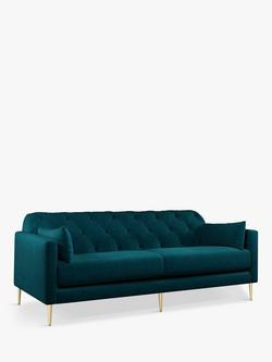 John Lewis + Swoon Mendel Large 3 Seater Sofa, Gold Leg, Wildwood Velvet