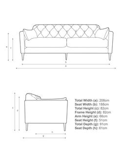 John Lewis + Swoon Mendel Large 3 Seater Sofa, Gold Leg - view 2, Wildwood Velvet