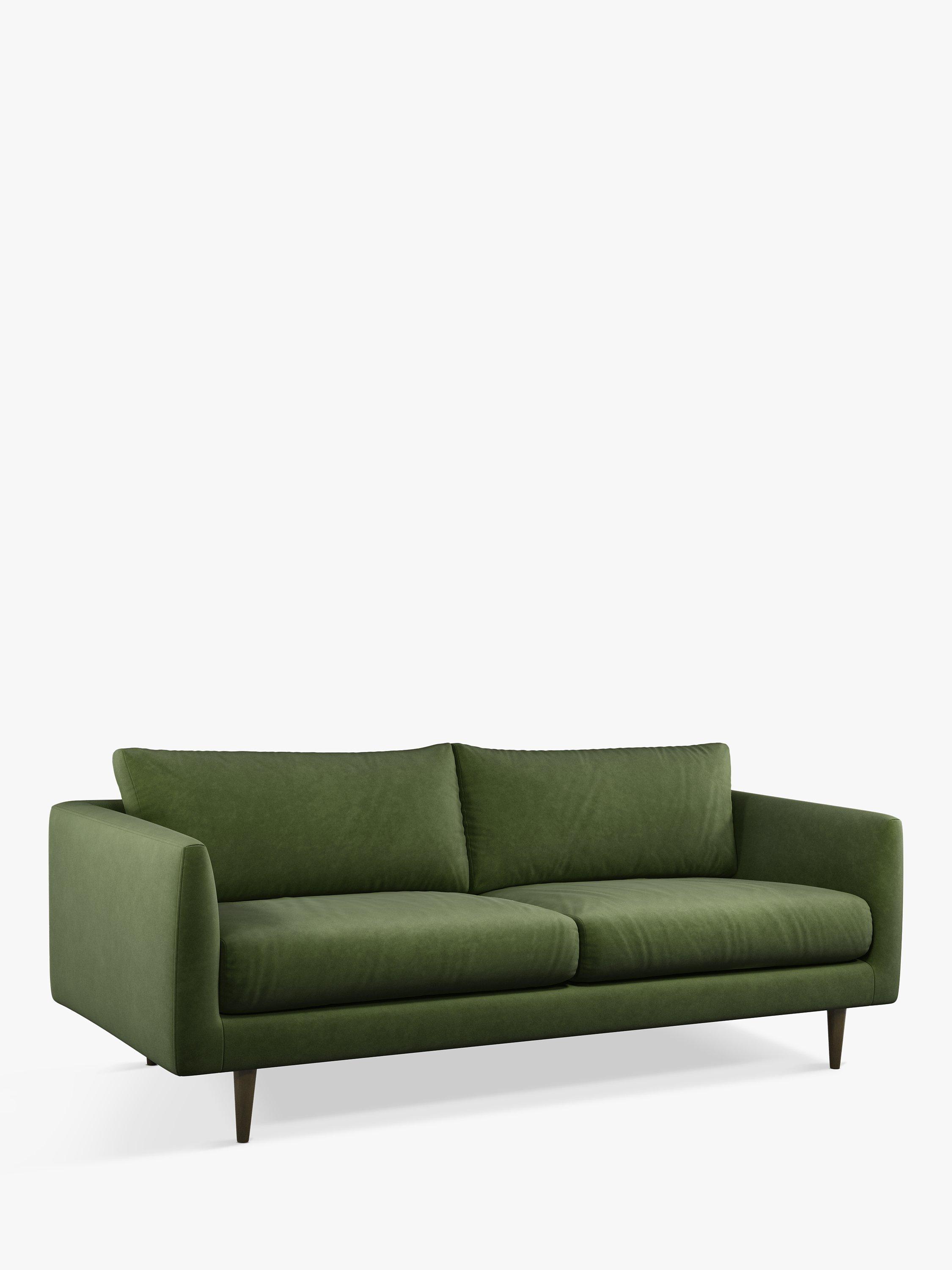 Latimer Range, John Lewis + Swoon Latimer Large 3 Seater Sofa, Brass Tip Leg, Fern Velvet