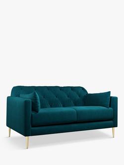 John Lewis + Swoon Mendel Medium 2 Seater Sofa, Gold Leg, Wildwood Green Velvet