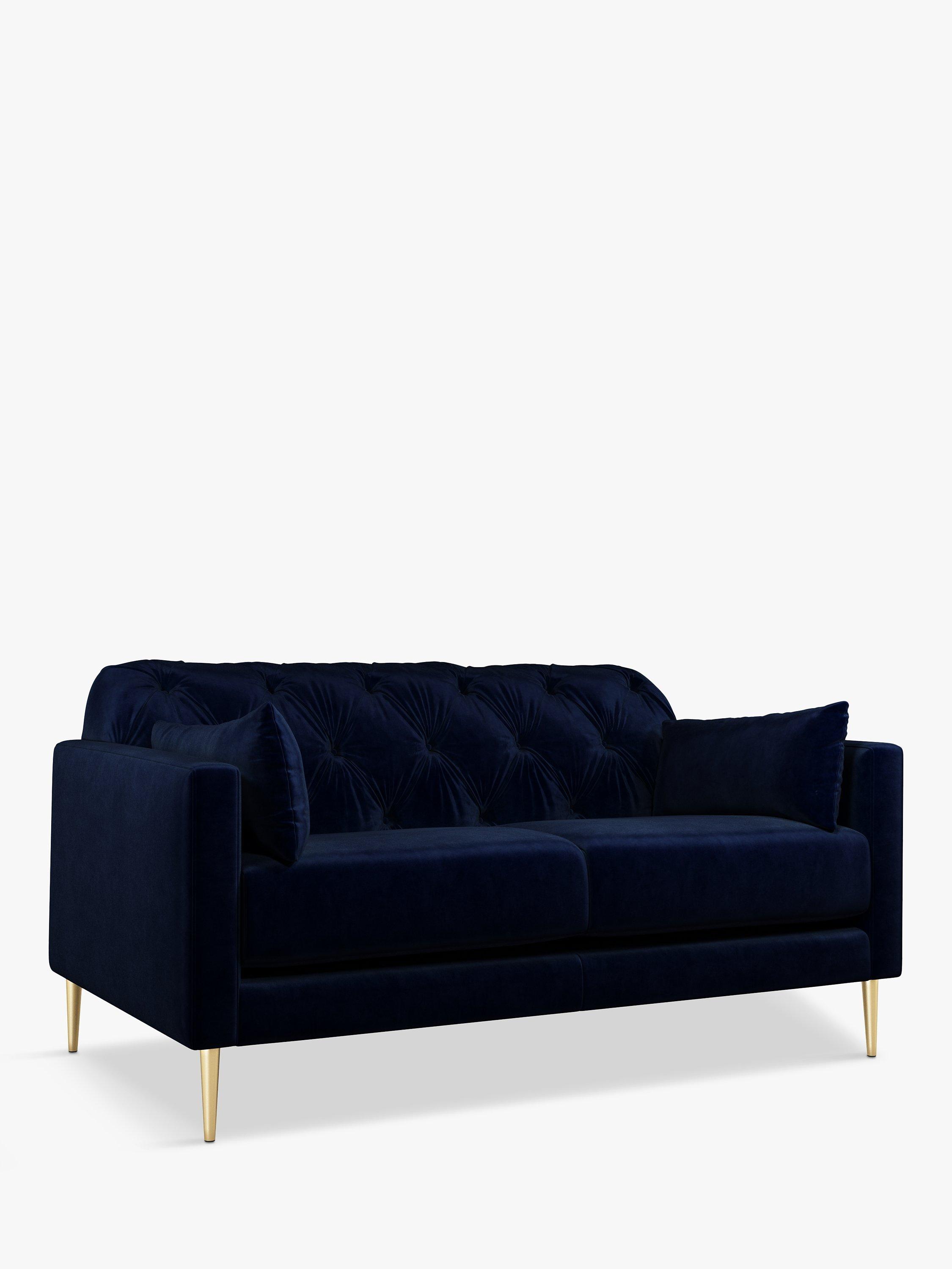 Mendel Range, John Lewis + Swoon Mendel Medium 2 Seater Sofa, Gold Leg, Caspian Blue Velvet