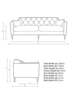 John Lewis + Swoon Mendel Large 3 Seater Sofa, Gold Leg - view 2, Caspian Blue