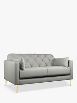 John Lewis + Swoon Mendel Medium 2 Seater Sofa, Gold Leg, Grey Cotton