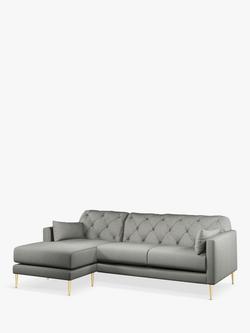 John Lewis + Swoon Mendel Large 3 Seater LHF Chaise End Sofa, Gold Leg, Grey Cotton