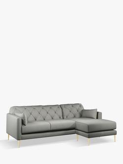 John Lewis + Swoon Mendel Large 3 Seater RHF Chaise End Sofa, Gold Leg, Grey Cotton