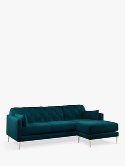 John Lewis + Swoon Mendel Large 3 Seater RHF Chaise End Sofa, Gold Leg, Wildwood Green