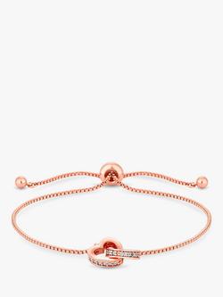 Jon Richard Crystal Heart Toggle Bracelet, Rose Gold, Rose Gold