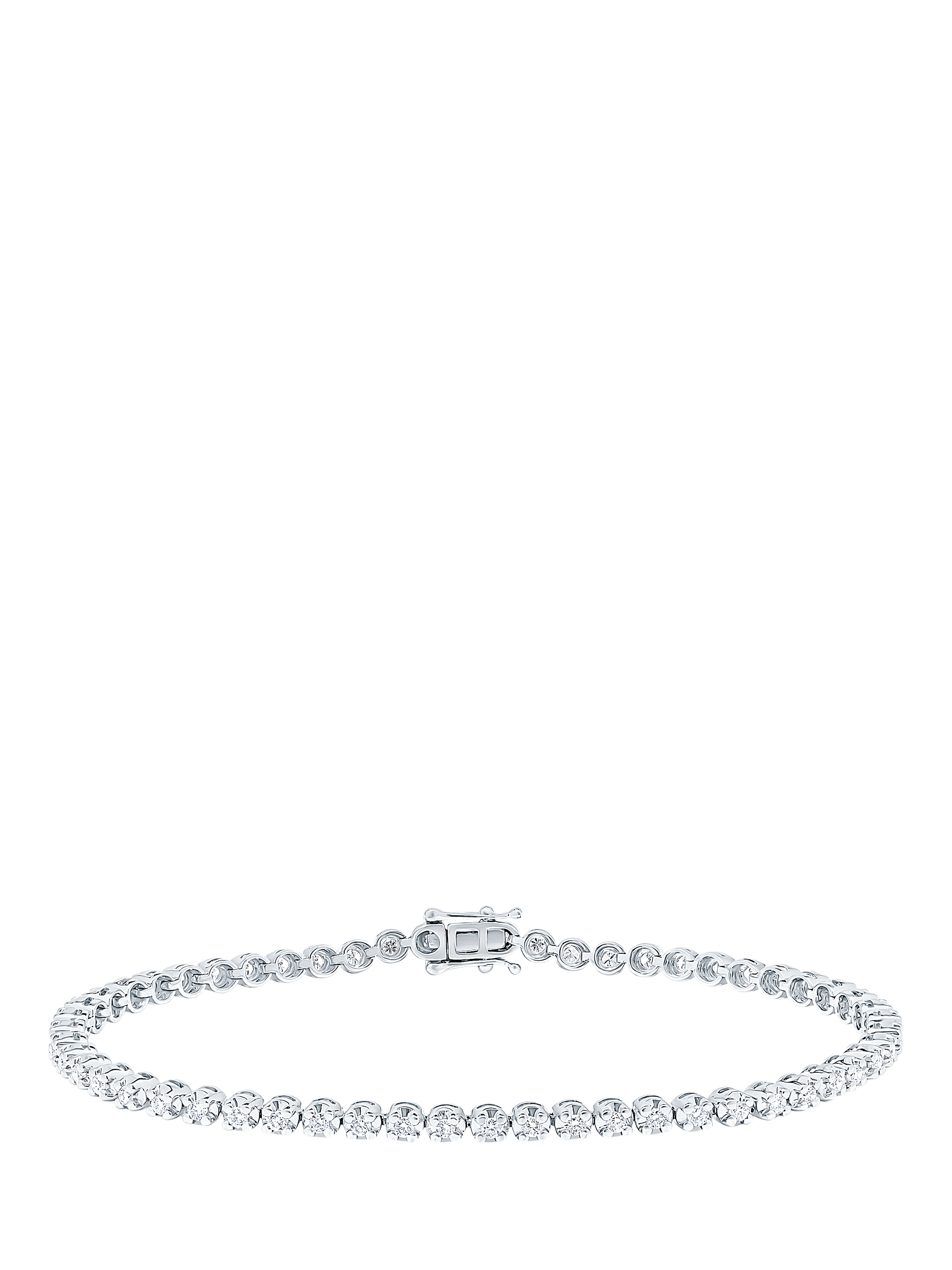 Product image 1 of 5, which shows E.W Adams 18ct White Gold Diamond Claw Set Tennis Bracelet