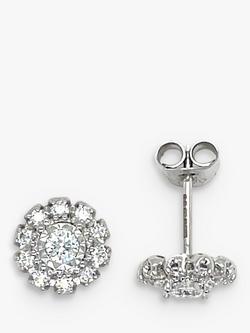 E.W Adams 18ct White Gold Diamond Illusion Set Cluster Earrings, 