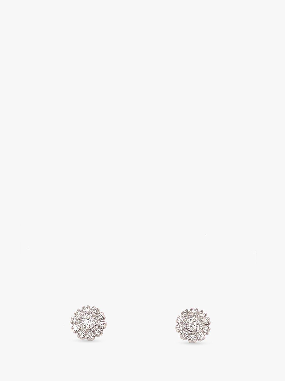 Product image 2 of 4, which shows E.W Adams 18ct White Gold Diamond Illusion Set Cluster Earrings