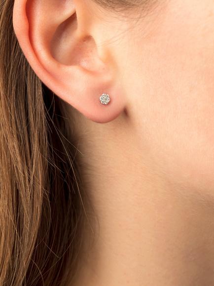 E.W Adams 18ct White Gold Diamond Cluster Stud Earrings - view 2, 