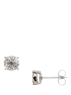 E.W Adams 18ct White Gold Diamond Cluster Stud Earrings, White Gold
