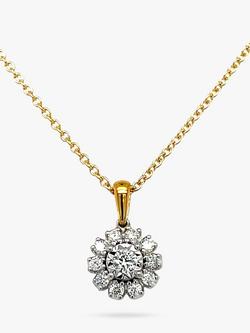 E.W Adams 18ct White & Yellow Gold Diamond Cluster Pendant Necklace, 