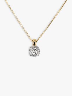 E.W Adams 18ct Yellow Gold Diamond Cluster Pendant Necklace, Yellow Gold