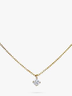 E.W Adams 18ct Yellow Gold Single Diamond Pendant Necklace, 