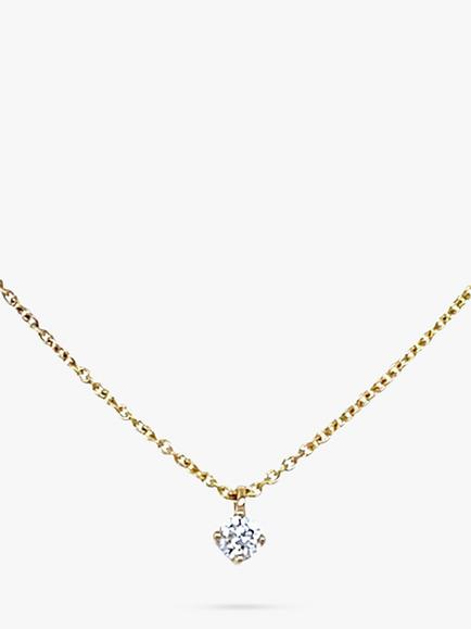E.W Adams 18ct Yellow Gold Single Diamond Pendant Necklace, 